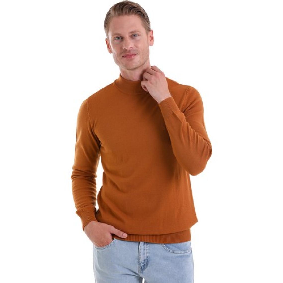 Hatemoğlu Camel Regular Fit Düz Yarım Balıkçı Yaka Triko Kazak