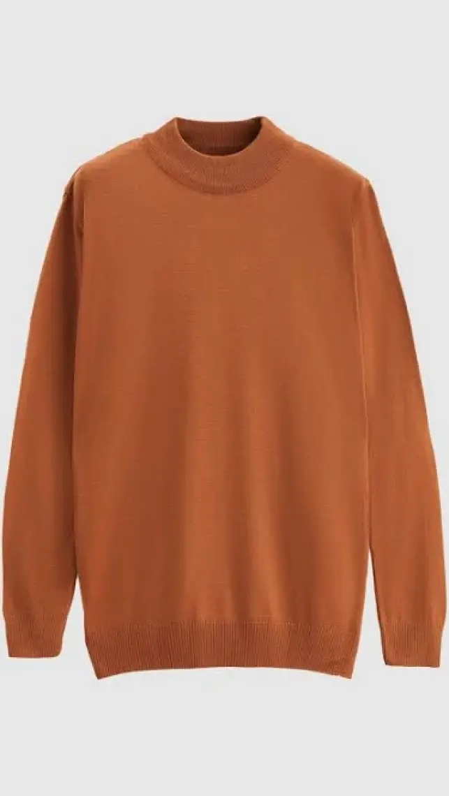 D'S Damat Regular Fit Camel Pamuk Karışımlı Yarım Balıkçı Triko Kazak 5HF06ORT16275
