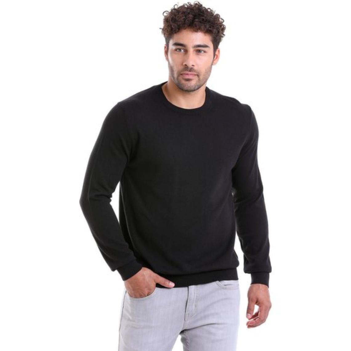 Hatemoğlu Erkek Siyah Regular Fit %100 Pamuk Bisiklet Yaka Triko Kazak
