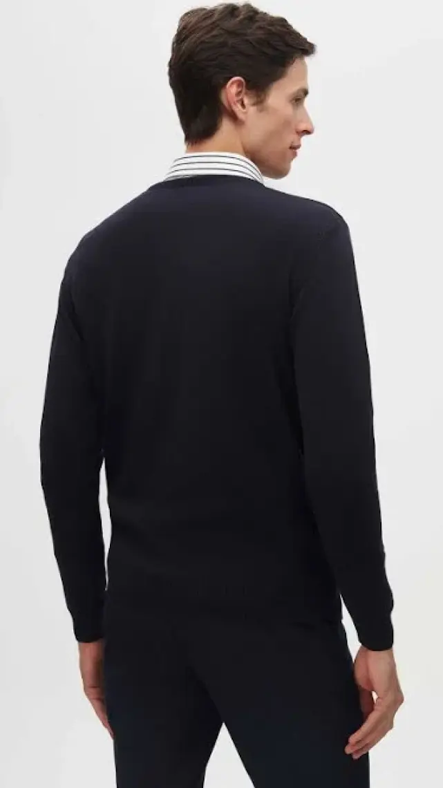 Regular Fit Lacivert Pamuk Karışımlı Triko Kazak 5HF06ORT12004