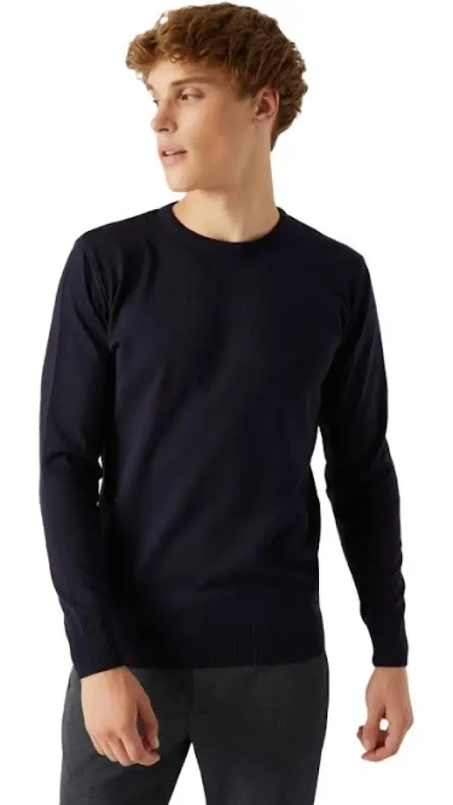 Regular Fit Lacivert Pamuk Karışımlı Triko Kazak 5HF06ORT12004