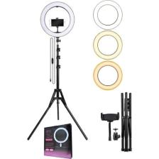 Popüler Cep LED Tripod Işıklı Adaptörlü Telefon Tutucu Makyaj Selfie Işığı Ring Light & Kuaför Çekim Işığı 2.1metre