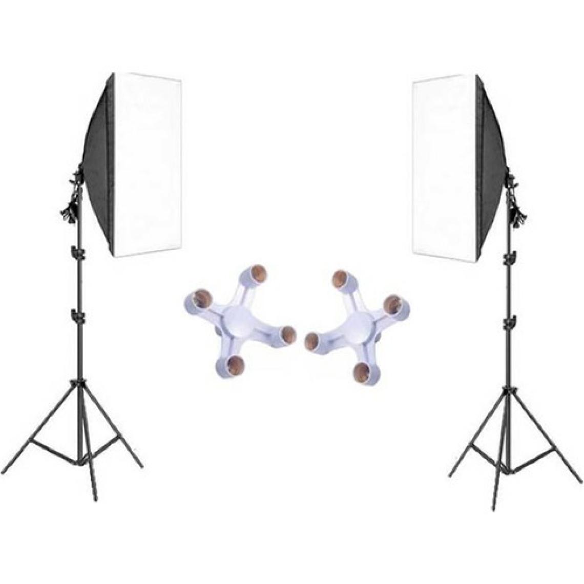 Rabsev 50x70cm Softbox 4 Duylu Adaptörlü İkili Set Ürün ve Video Çekim Işığı 200cm Ayak
