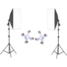 Rabsev 50x70cm Softbox 4 Duylu Adaptörlü İkili Set Ürün ve Video Çekim Işığı 200cm Ayak