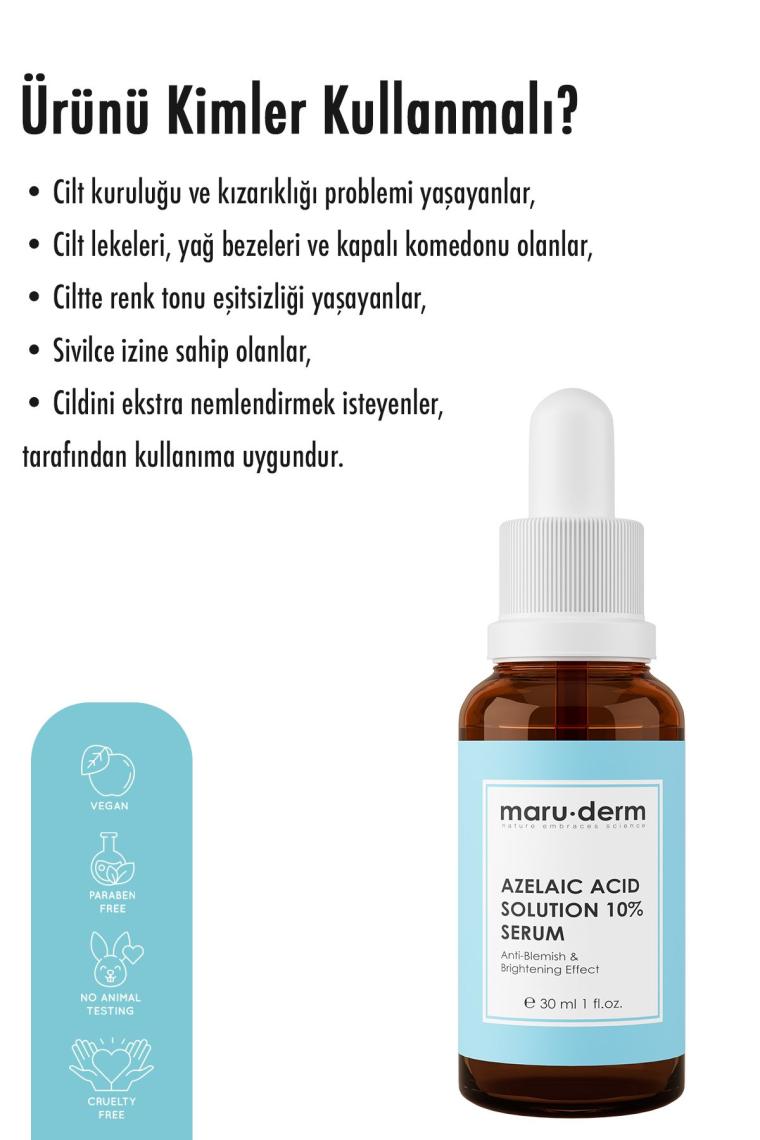 Maruderm Azelaik Asit Solüsyon %10 Aydınlatıcı Leke Karşıtı Cilt Bakım Serumu 30 ML