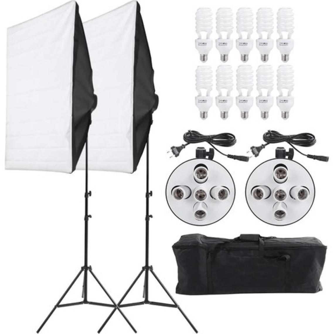 Soligor 50X70CM 5 Duylu Softbox Sürekli Işık Ikili Set 2m Işık Ayak Stand