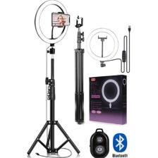 Asfal Bluetooth Kumandalı 10"inç LED Işıklı Halka Işığı+ 210 cm Tripod + Yaylı Telefon Tutucu