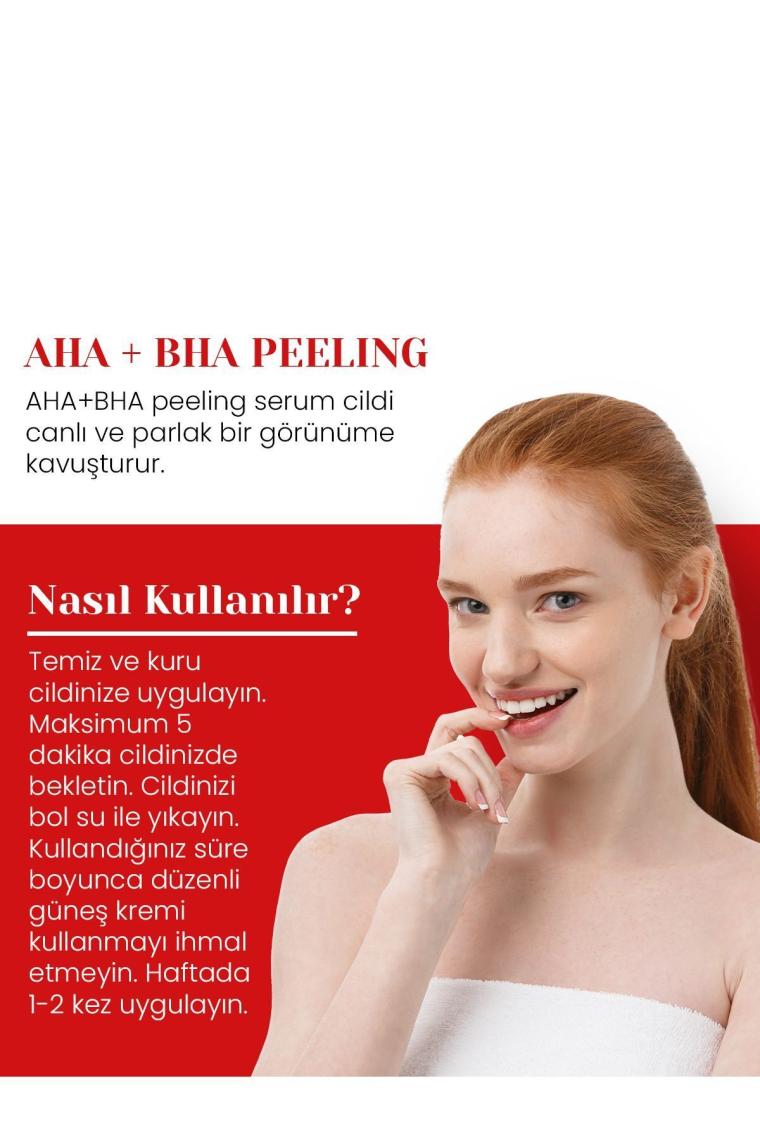 Aha Bha Cilt Tonu Eşitleyici Kırmızı Peeling Serum | Aydınlatıcı | 30 ml (AHA %10 BHA %2)