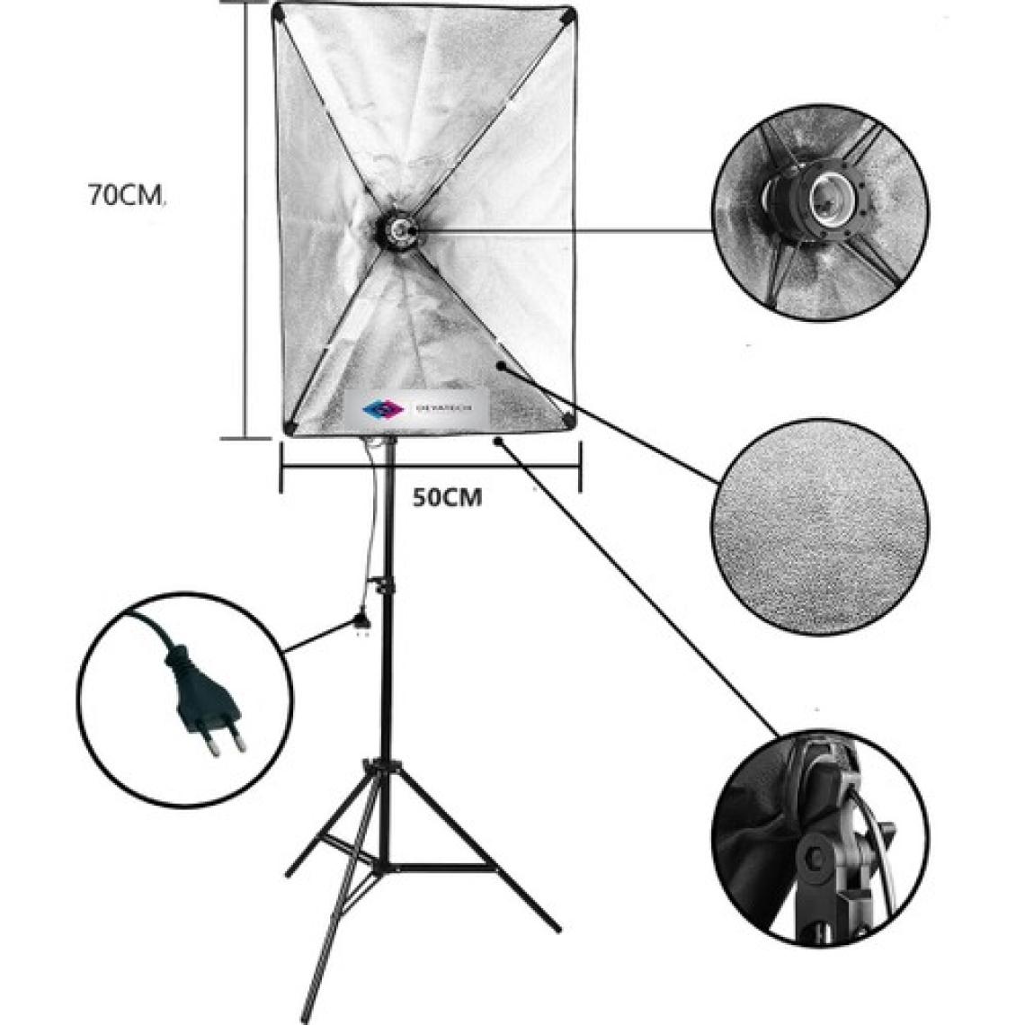 Deyatech Softbox 50 x 70 cm Tek Duylu Sürekli Video Işık Seti 35 watt led lamba