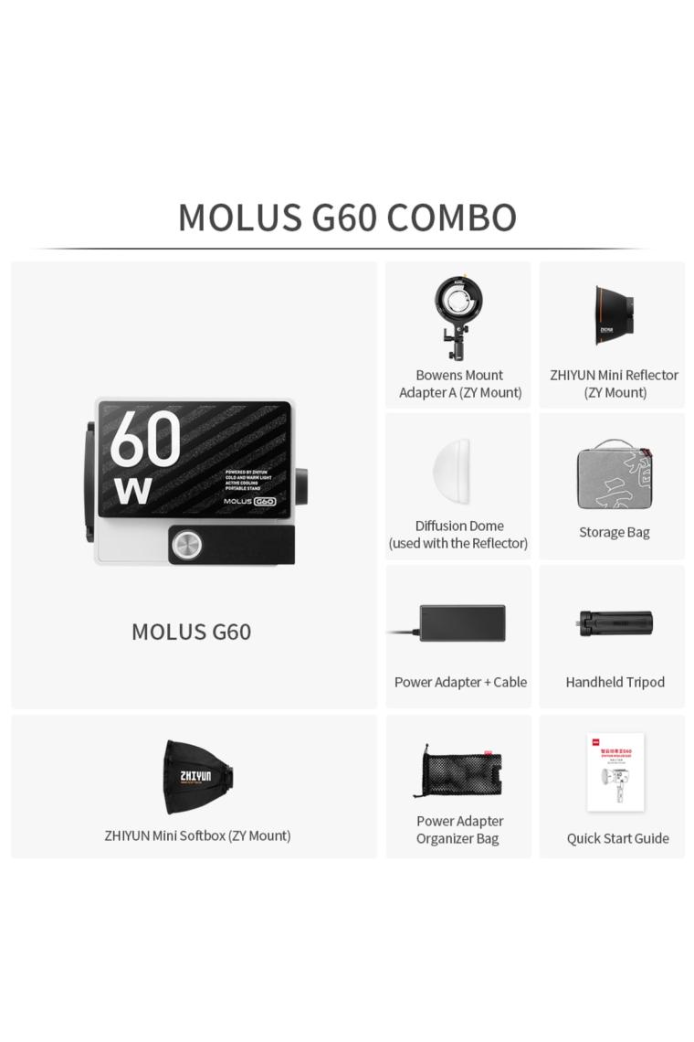 Zhiyun Molus G60 Combo 60W Taşınabilir Işık