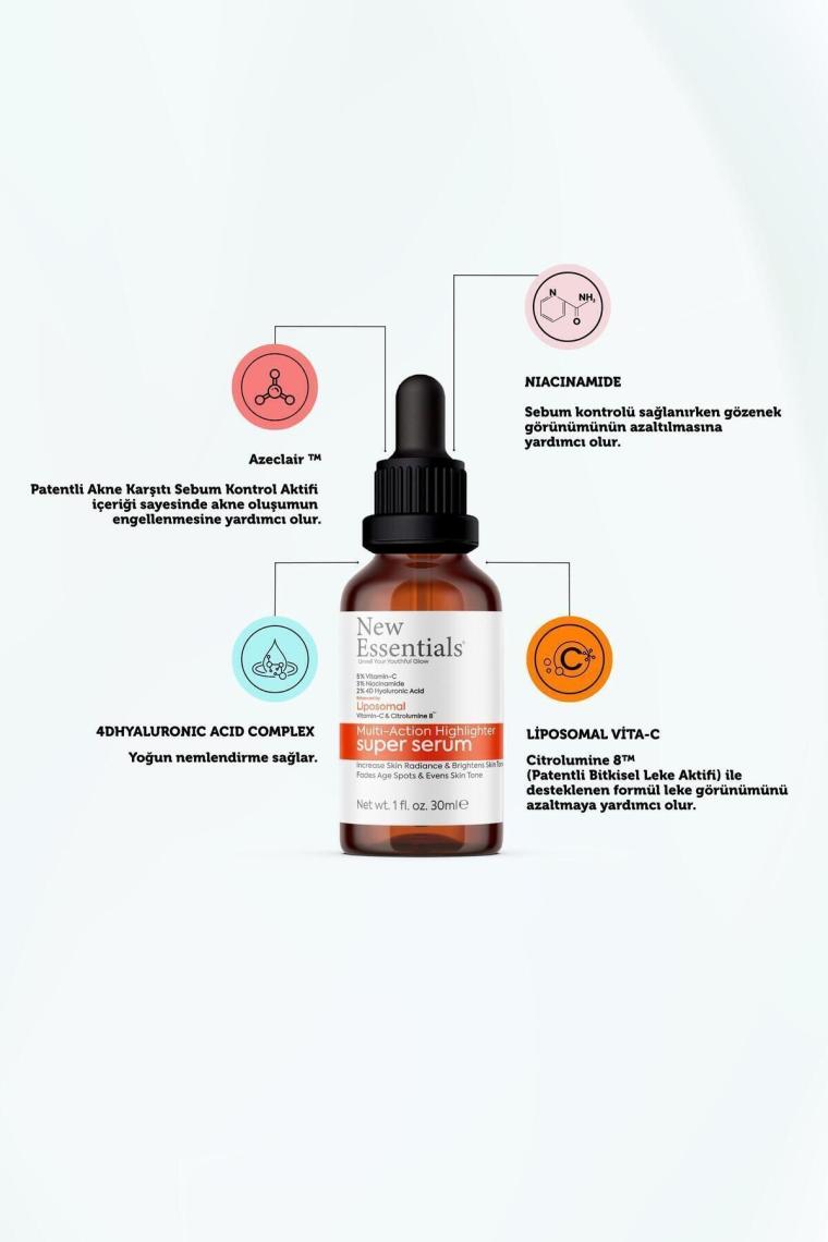 Ton Eşitleme, Gözenek Siyah Nokta Ve Sivilce Oluşumunu Gidermeye Yardımcı Süper Serum