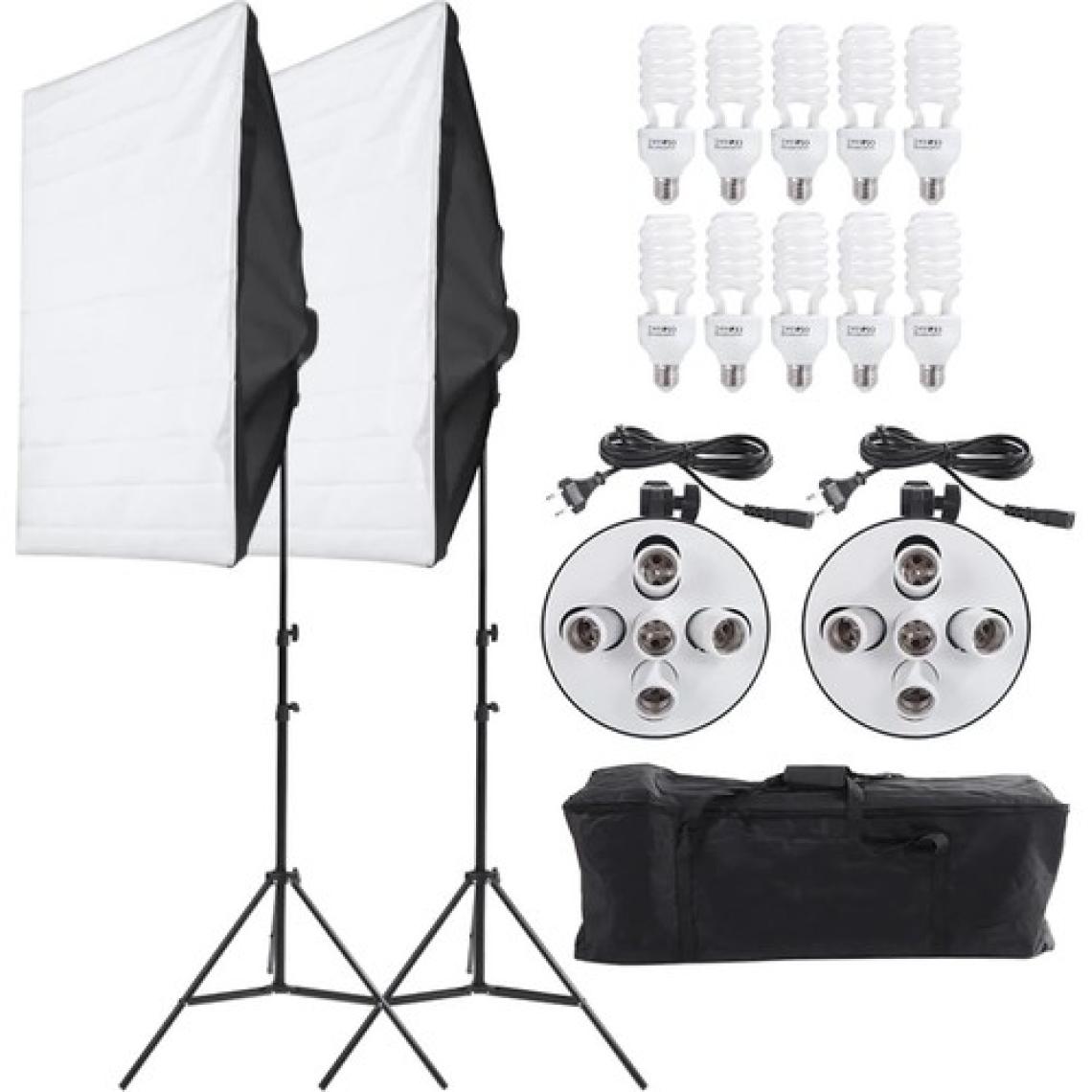Deyatech 60X80Cm 5 Duylu Softbox Sürekli Işık İkili Set 2M Işık Ayak Stand
