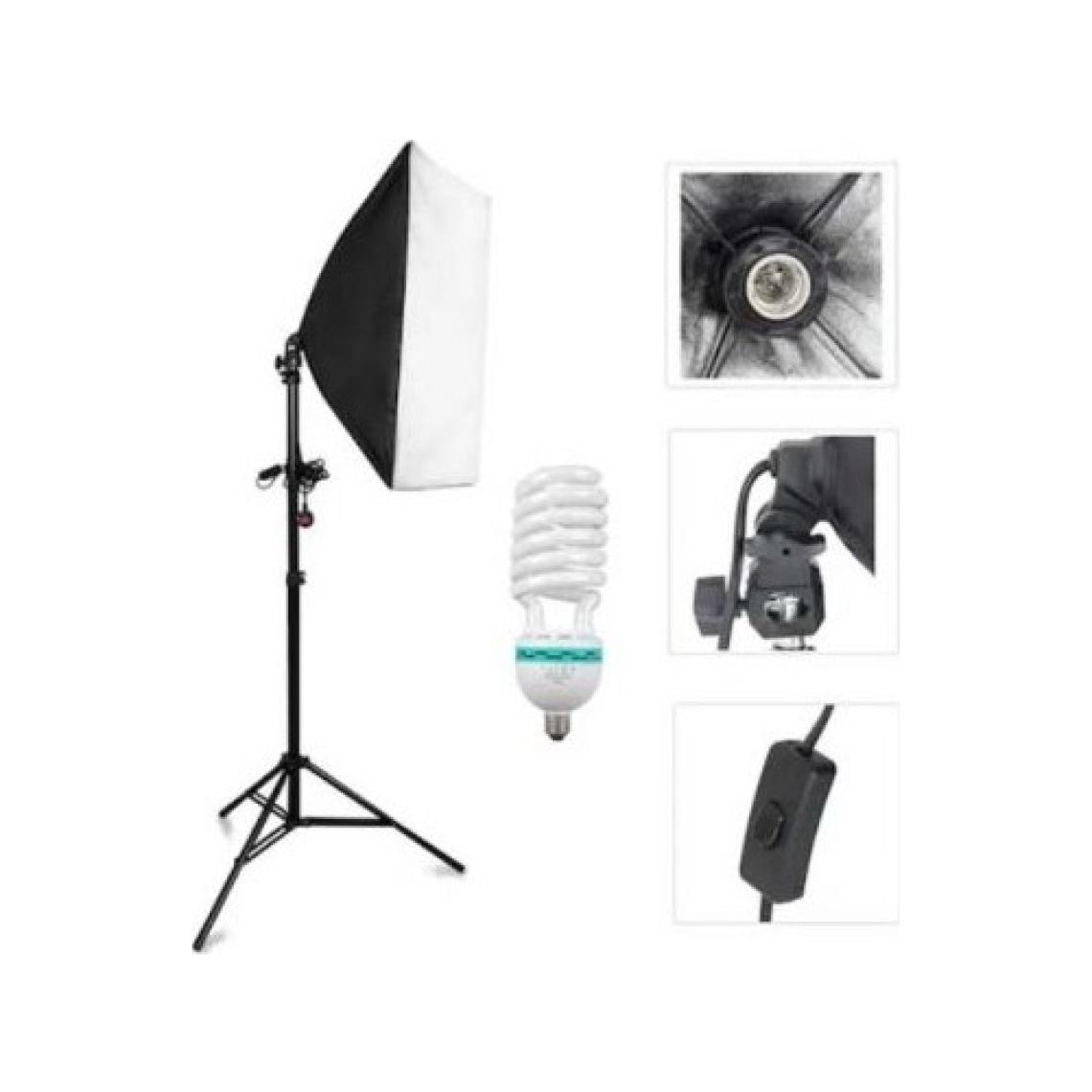 Fototek 50 x 70 cm Tek Duylu Softbox Ampüllü Tekli Sürekli Işık Seti Lambalı