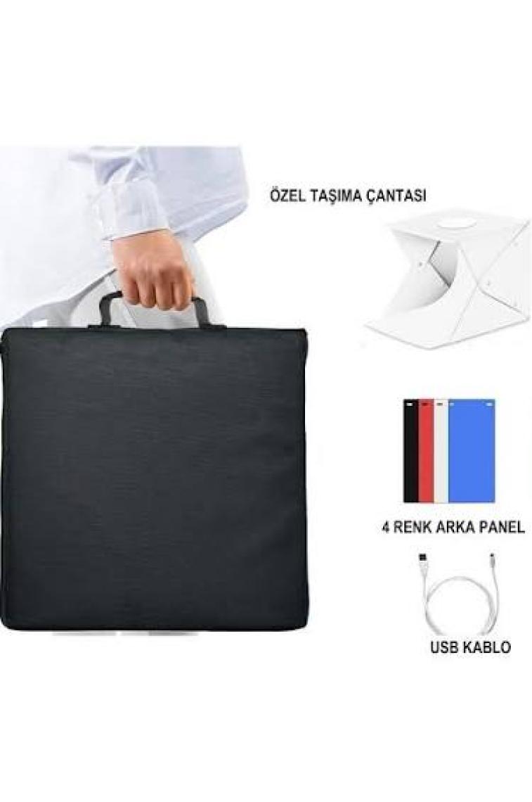 Triline Stüdyo LED Işıklı Ürün Fotoğraf Çekim Çadırı Pratik Katlanabilir 40 x 40 cm