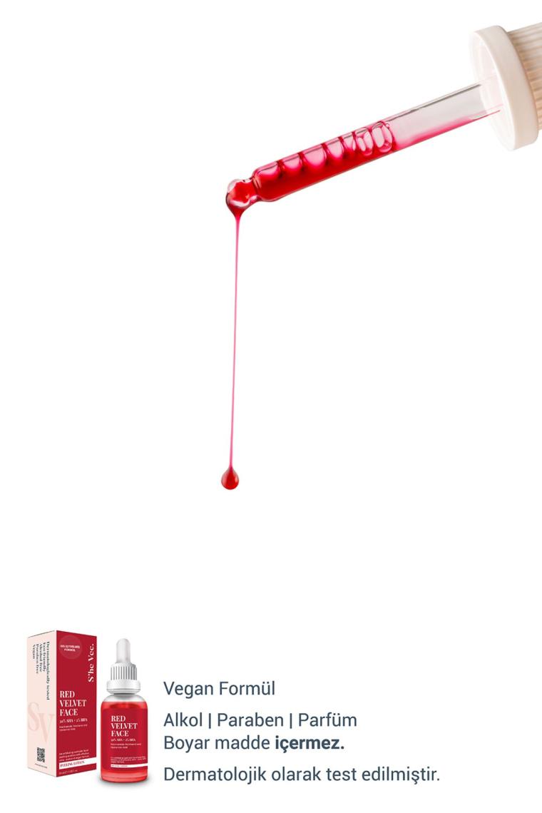 RED VELVET FACE - AHA %30 & BHA %2 Arındırıcı Cilt Tonu Eşitleyici Kırmızı Peeling Serum (30 ml)