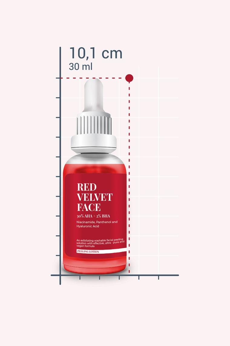 RED VELVET FACE - AHA %30 & BHA %2 Arındırıcı Cilt Tonu Eşitleyici Kırmızı Peeling Serum (30 ml)