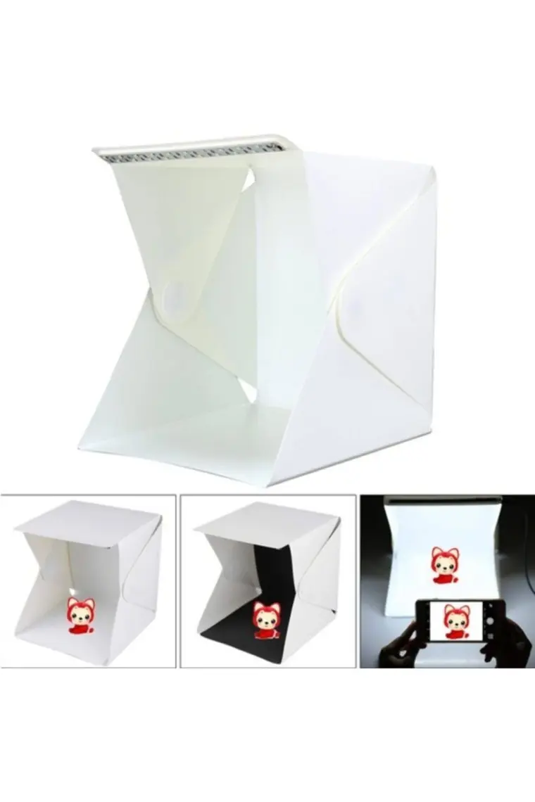 Triline Stüdyo LED Işıklı Ürün Fotoğraf Çekim Çadırı Pratik Katlanabilir  20 x 20 cm