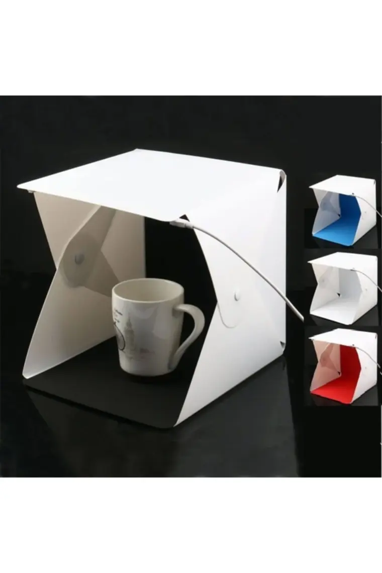 Triline Stüdyo LED Işıklı Ürün Fotoğraf Çekim Çadırı Pratik Katlanabilir  20 x 20 cm
