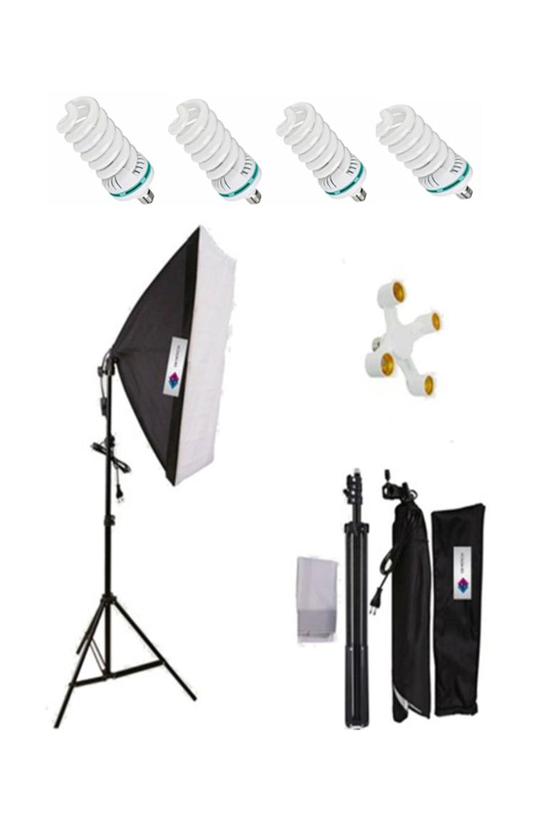Deyatech 50X70CM Softbox 4 Duylu Tekli Sürekli Işık Seti 50X70 Softbox Video Işık Lambalı 20 watt led lamba