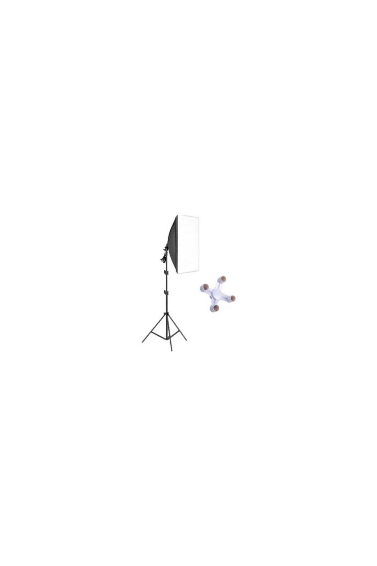 Deyatech 50X70CM Softbox 4 Duylu Tekli Sürekli Işık Seti 50X70 Softbox Video Işık Lambalı 20 watt led lamba