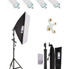 Deyatech 50X70CM Softbox 4 Duylu Tekli Sürekli Işık Seti 50X70 Softbox Video Işık Lambalı 20 watt led lamba