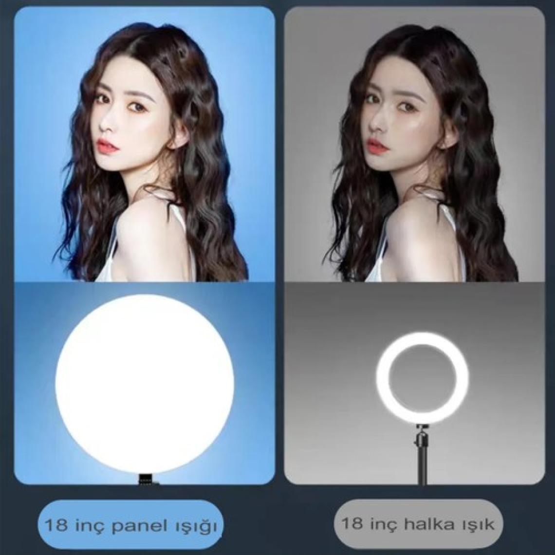 Coverzone Beyaz LED Aydınlatma Kumandalı Yayıncı Işığı Youtuber Twich Yayın Işığı Ürün Göresel Fotoğraflama Tripodlu Aydınlatma 25cm 10 inç PF26