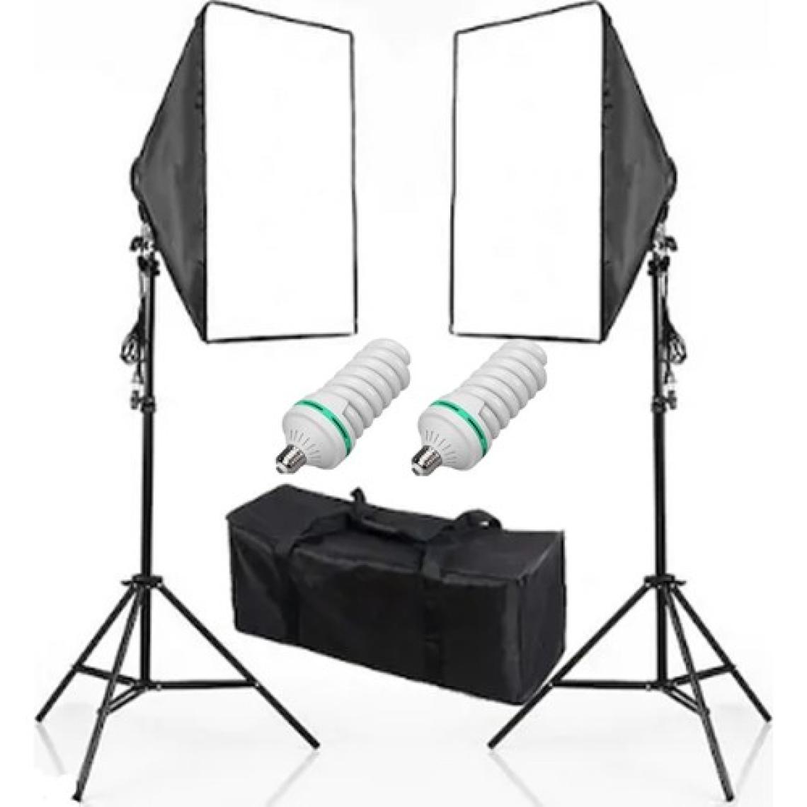 Fototek 50 x 70 cm Softbox 2'li Sürekli Işık Seti Strobist Set Taşıma Çantalı 2'li Ampul