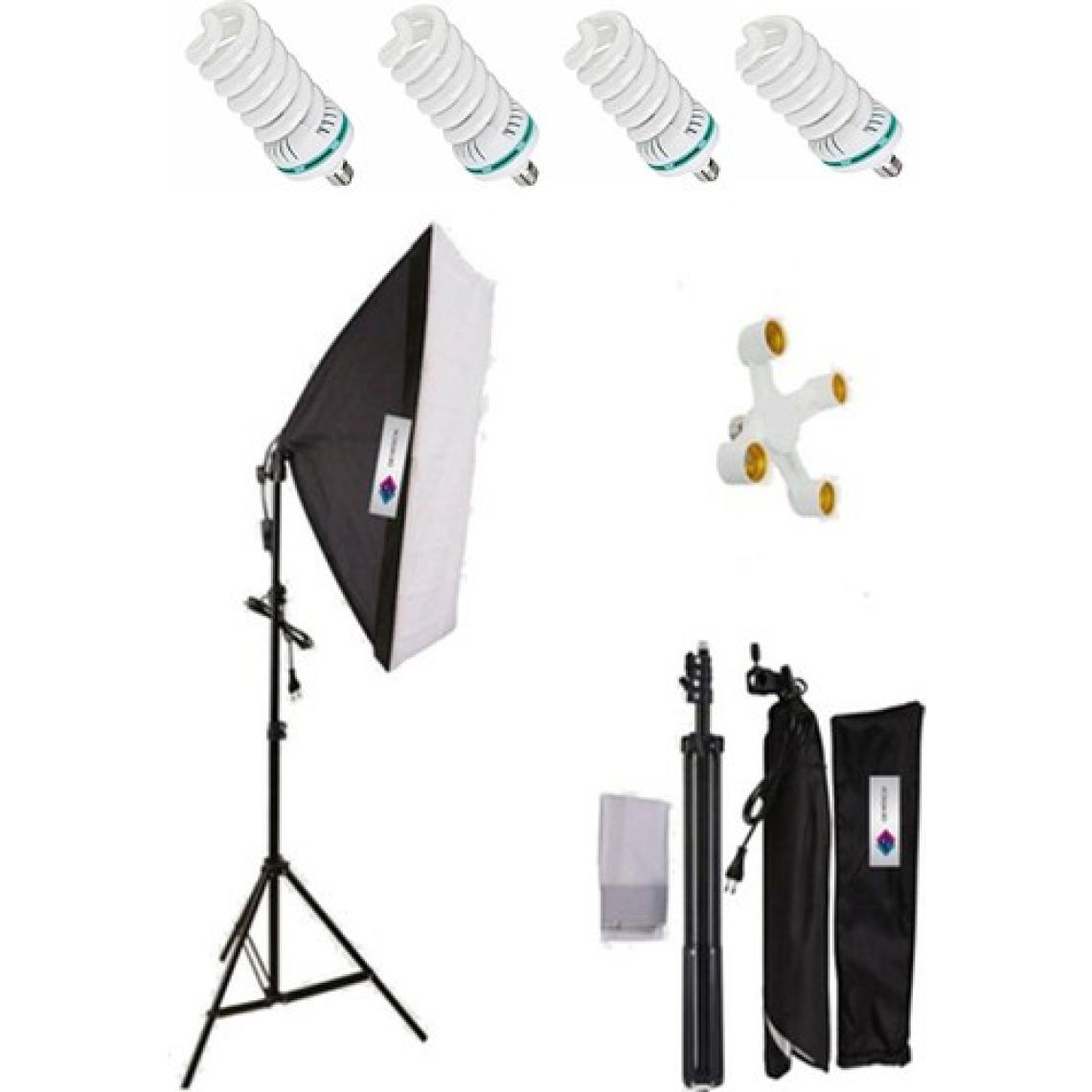 Deyatech 50X70CM Softbox 4 Duylu Tekli Sürekli Işık Seti 50X70 Softbox Video Işık Lambalı 20 watt led lamba