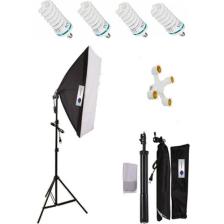 Deyatech 50X70CM Softbox 4 Duylu Tekli Sürekli Işık Seti 50X70 Softbox Video Işık Lambalı 20 watt led lamba