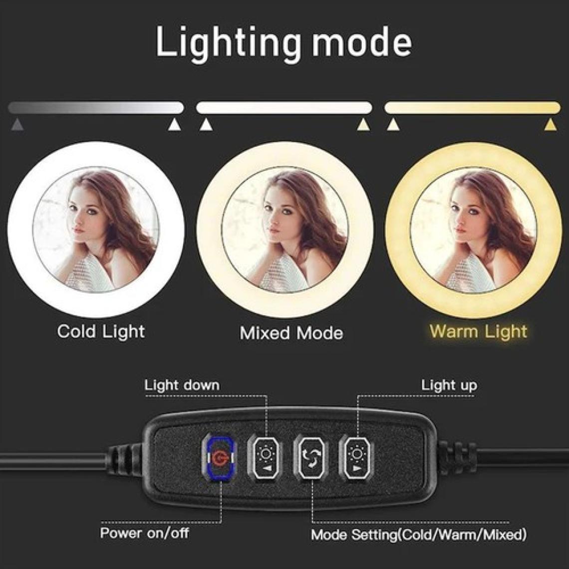 The Wlue Youtuber LED Işıklı Tripod Selfie Kuaför Makyaj Işığı Sürekli Ring Light 10" 2,1 M