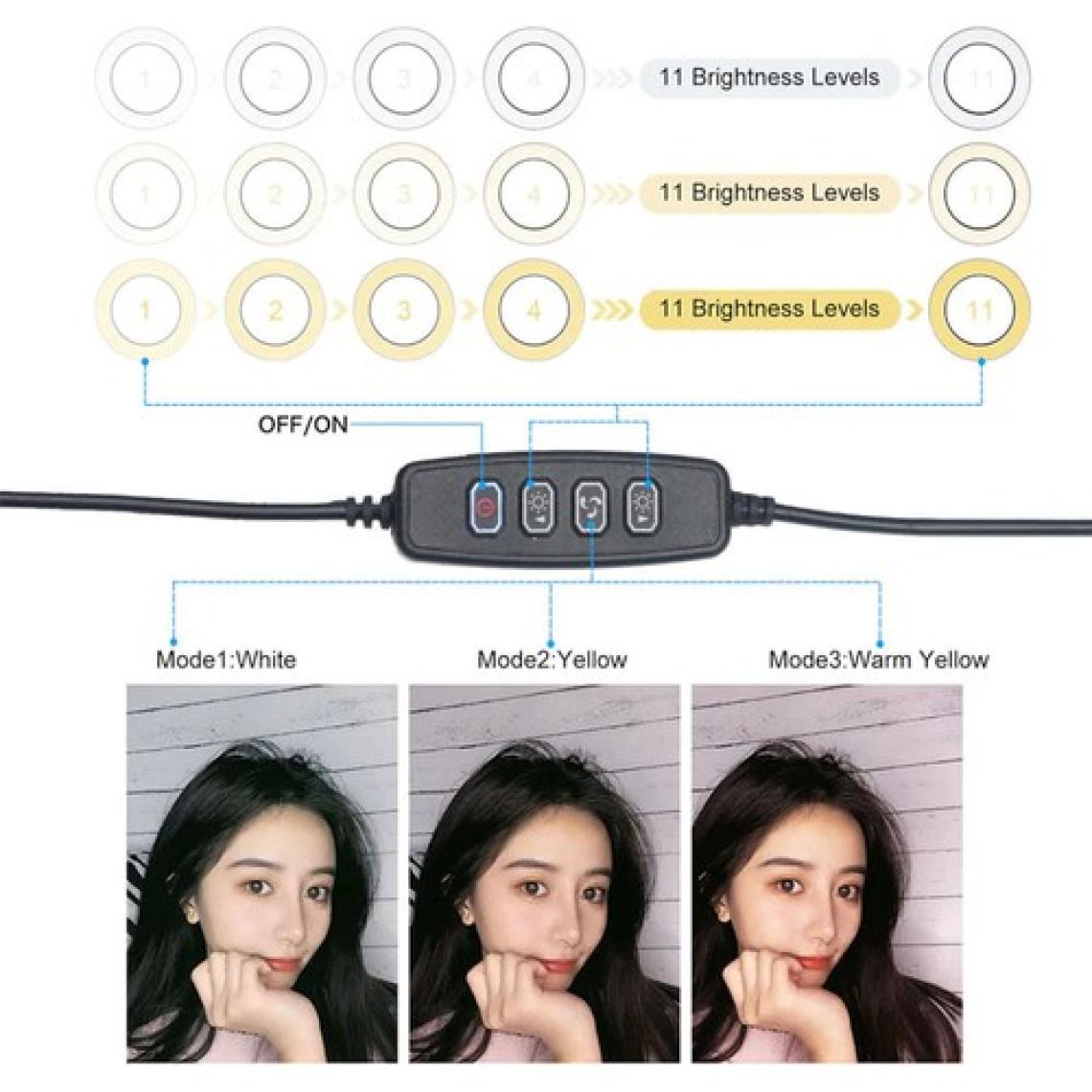 The Wlue Youtuber LED Işıklı Tripod Selfie Kuaför Makyaj Işığı Sürekli Ring Light 10" 2,1 M
