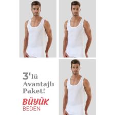 Arma Yıldız Beyaz 3'lü Paket Erkek Büyük Beden Atlet %100 Pamuk