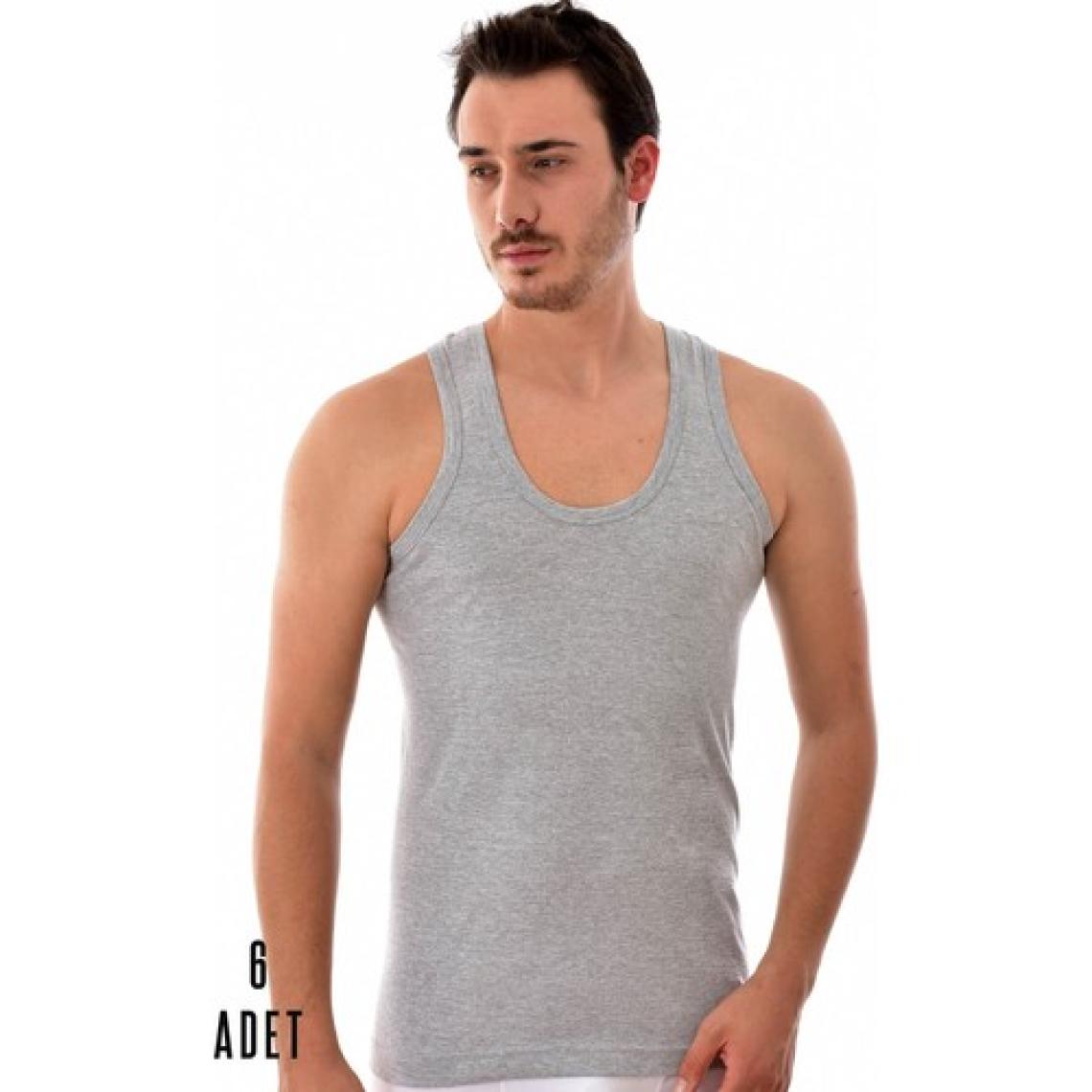 Seher 6 Adet Seher Erkek Penye Askılı Atlet Gri 0001