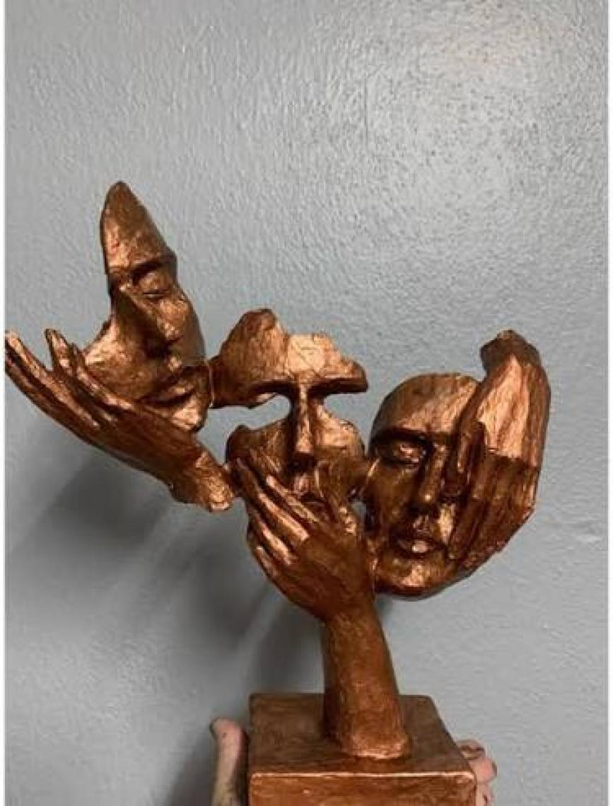 By Arı Ev Dekorasyon Görmedim Duymadım Bilmiyorum Üçlü Mask Heykel Biblo