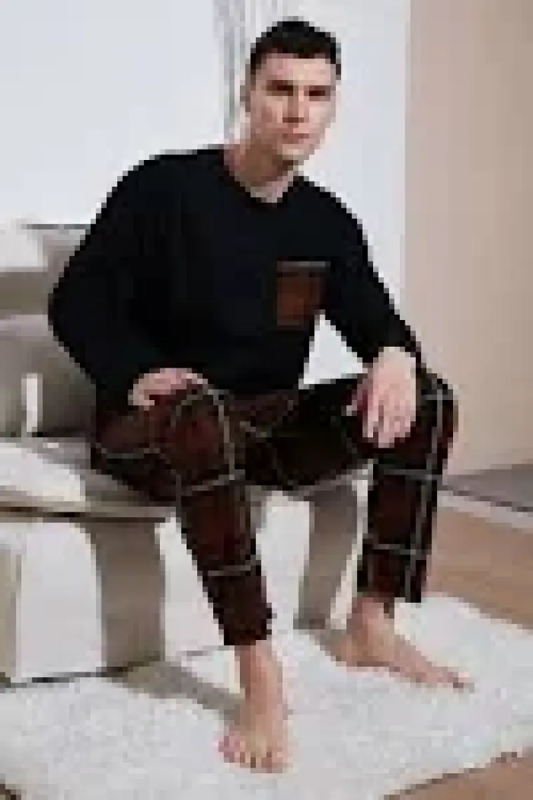 Buratti Ekoseli Cepli Beli Lastikli % 100 Pamuk Regular Fit Pijama Takımı Erkek Pijama Takımı 6572001
