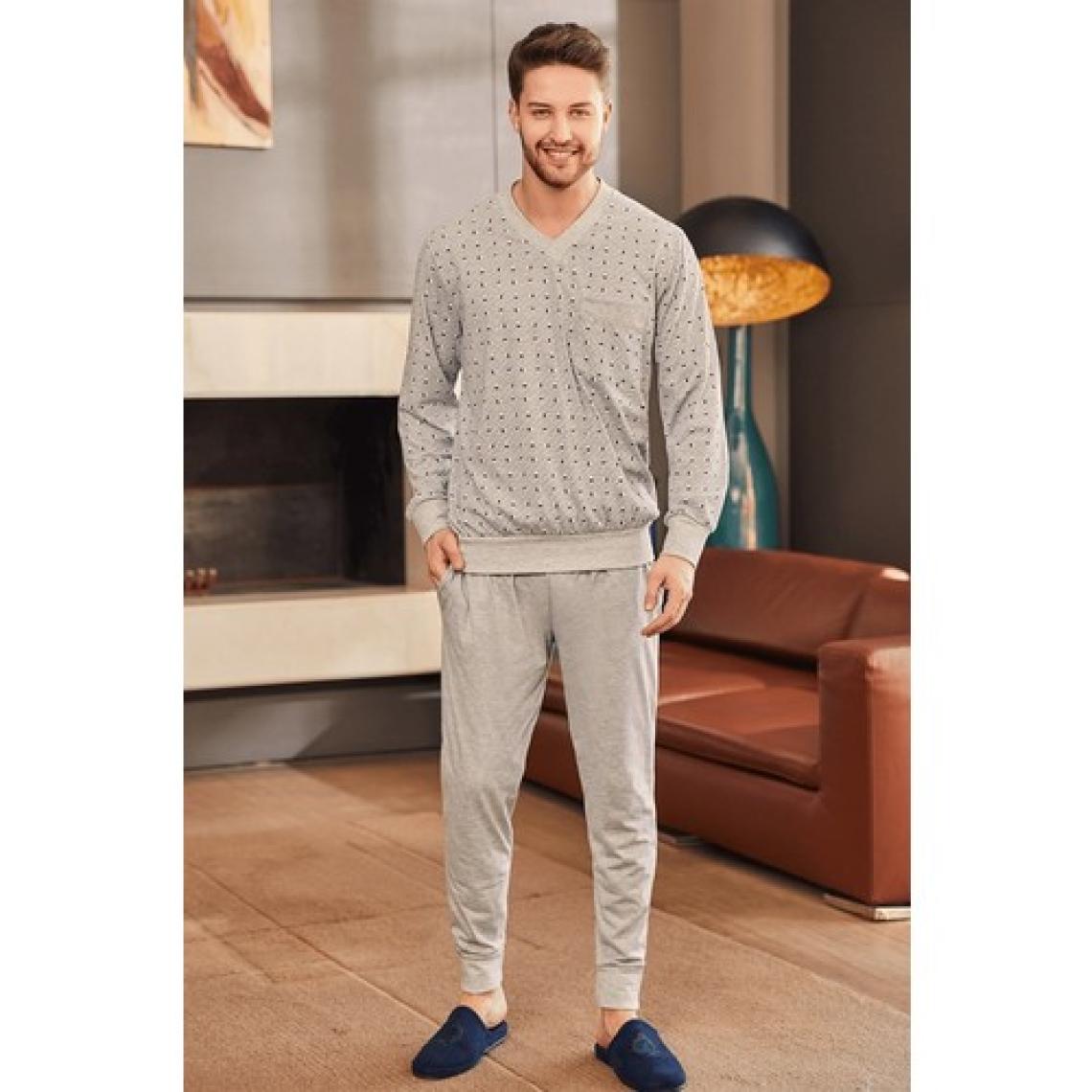 By Mecit Pijama 2757 Gri Büyük Beden Erkek Pijama Takımı