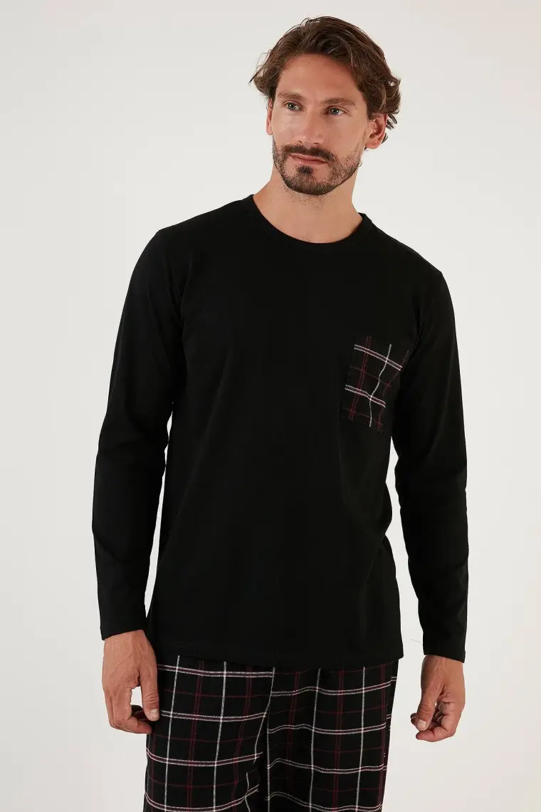 Buratti Ekoseli Cepli Beli Lastikli % 100 Pamuk Regular Fit Pijama Takımı Erkek Pijama Takımı 6572001