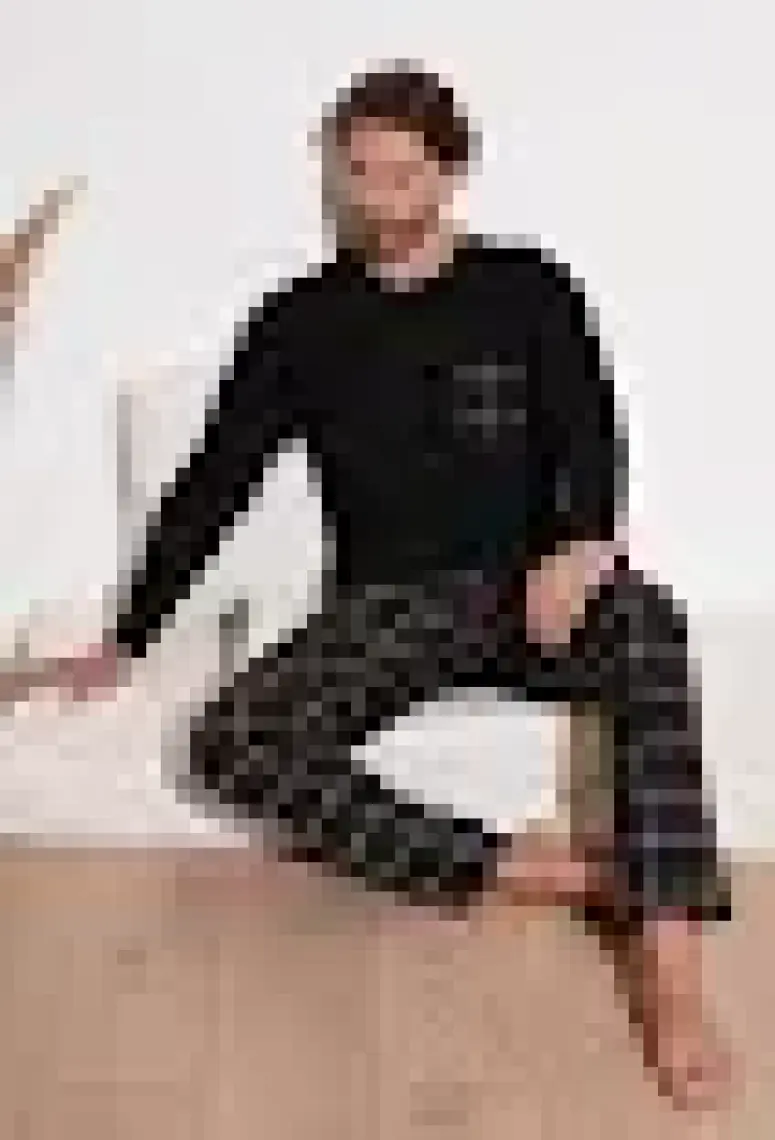 Buratti Ekoseli Cepli Beli Lastikli % 100 Pamuk Regular Fit Pijama Takımı Erkek Pijama Takımı 6572001
