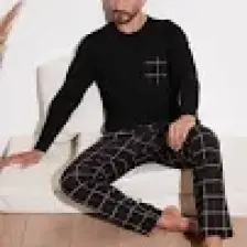 Buratti Ekoseli Cepli Beli Lastikli % 100 Pamuk Regular Fit Pijama Takımı Erkek Pijama Takımı 6572001