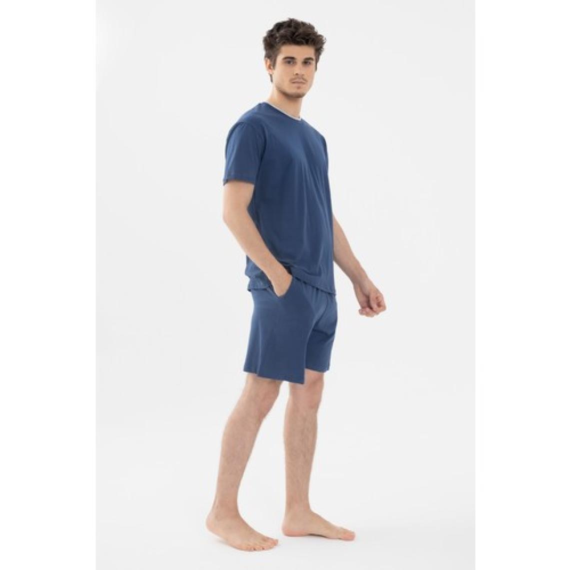 Erkek Double Yaka Şortlu Pijama Takımı Lacivert