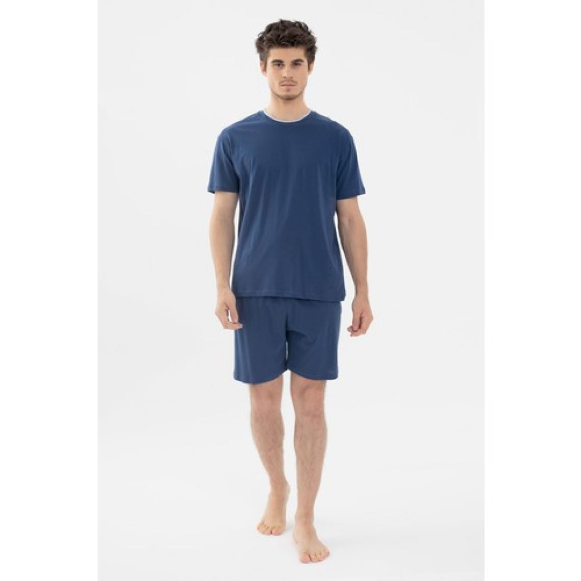 Erkek Double Yaka Şortlu Pijama Takımı Lacivert