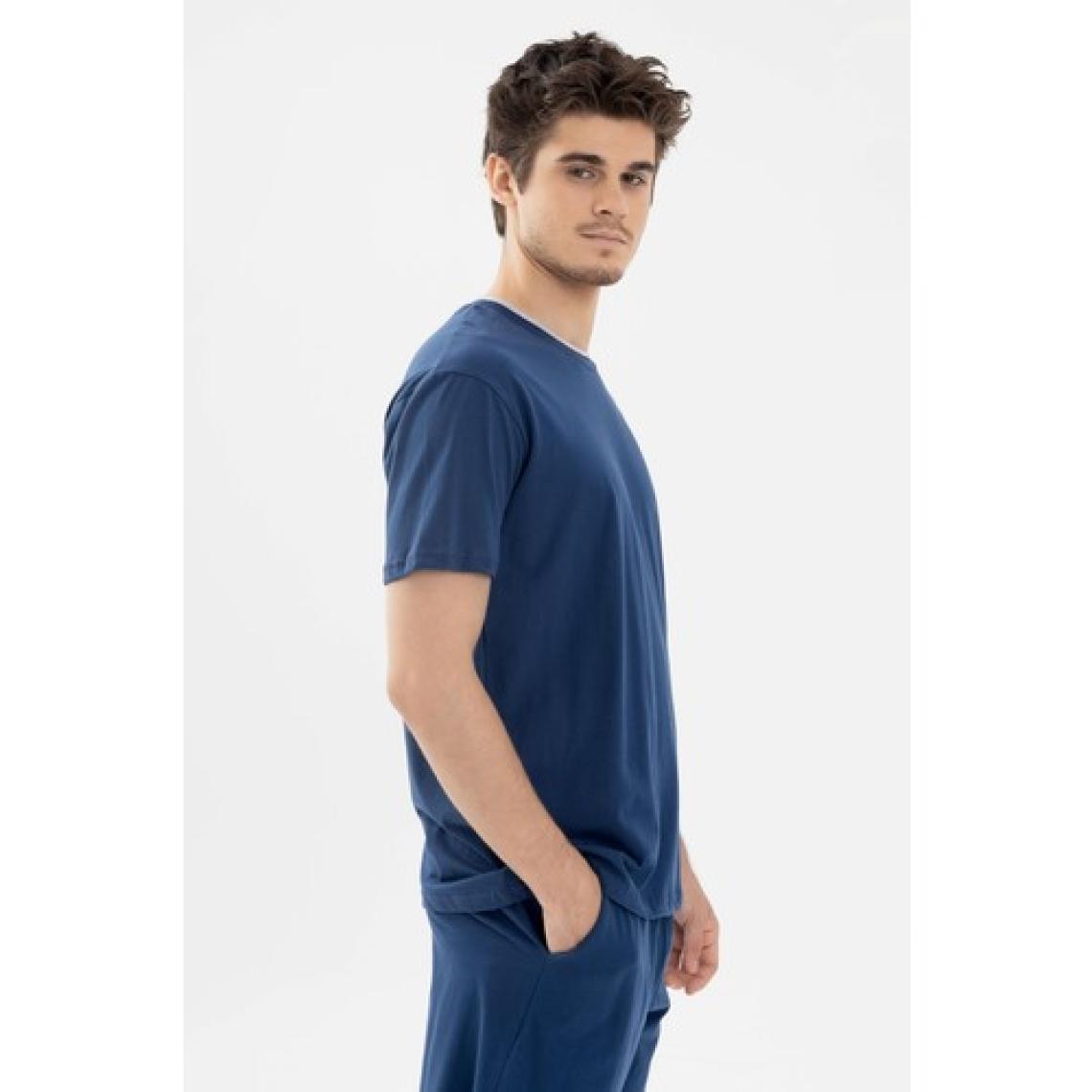 Erkek Double Yaka Şortlu Pijama Takımı Lacivert