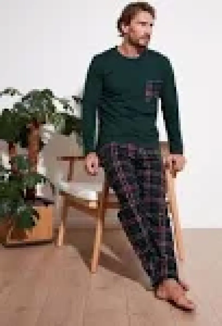 Buratti Ekoseli Cepli Beli Lastikli % 100 Pamuk Regular Fit Pijama Takımı Erkek Pijama Takımı 6572001