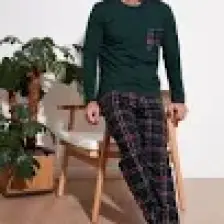 Buratti Ekoseli Cepli Beli Lastikli % 100 Pamuk Regular Fit Pijama Takımı Erkek Pijama Takımı 6572001
