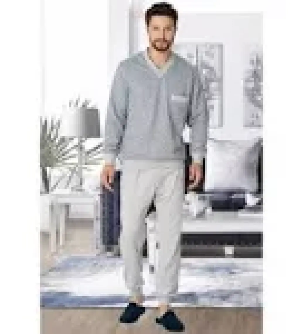 By Mecit Pijama Melanj V Yaka Büyük Beden Erkek Pijama Takımı
