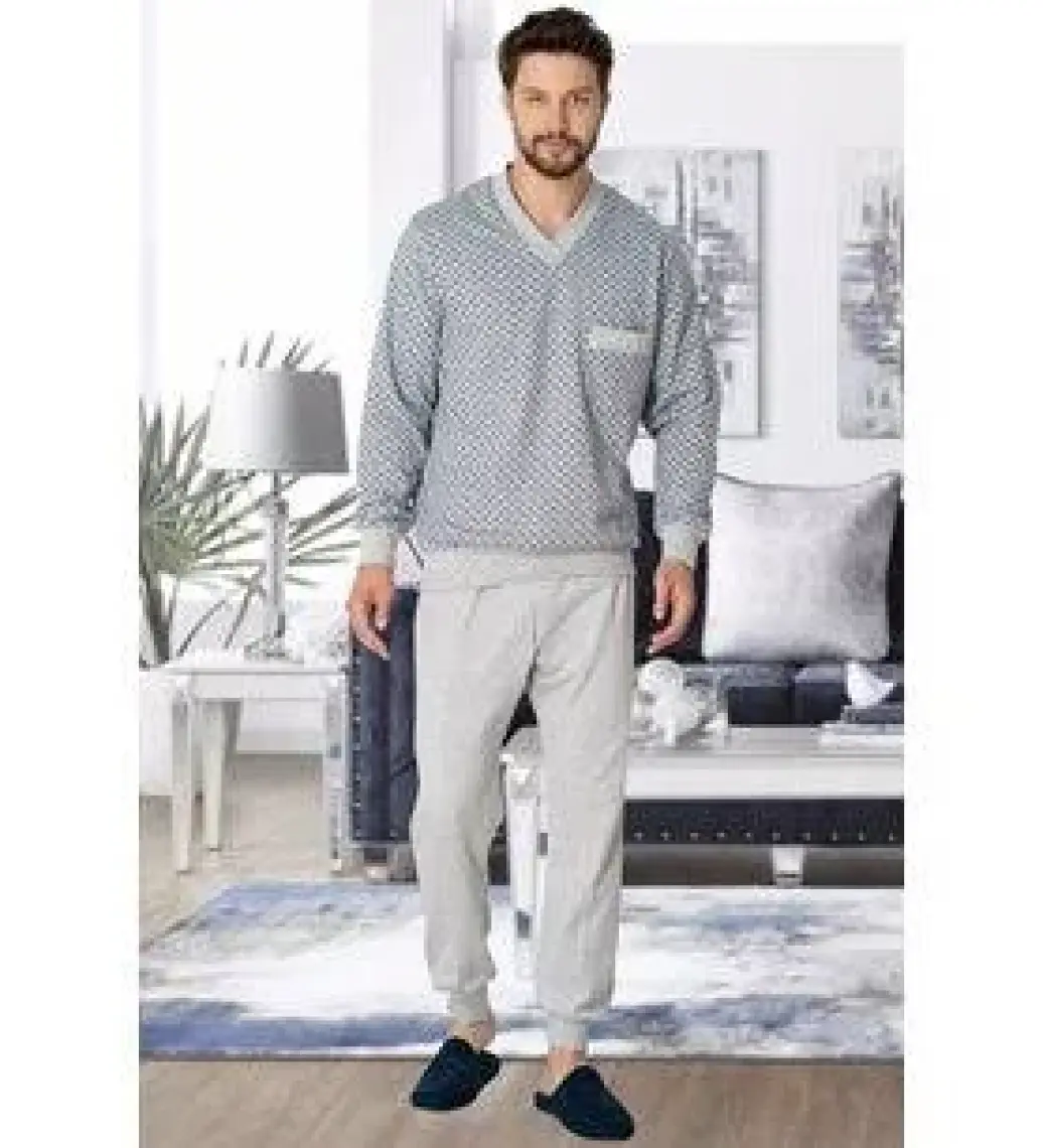 By Mecit Pijama Melanj V Yaka Büyük Beden Erkek Pijama Takımı