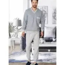 By Mecit Pijama Melanj V Yaka Büyük Beden Erkek Pijama Takımı