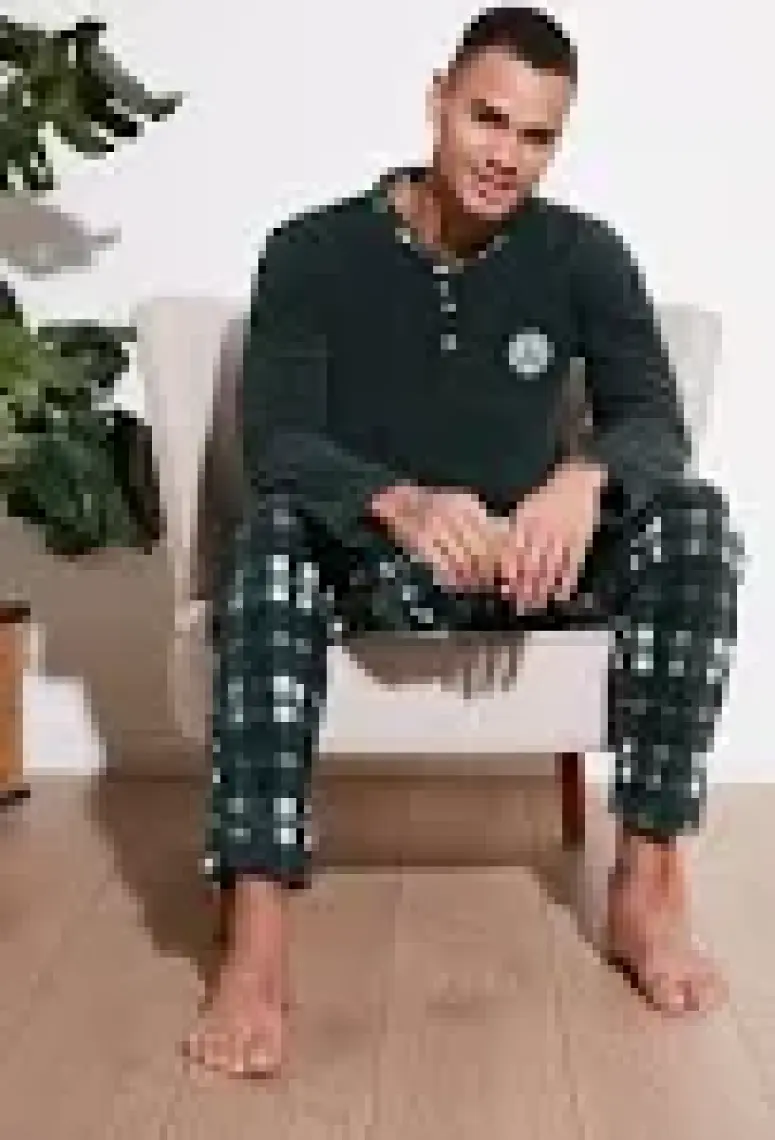 Buratti Ekoseli Regular Fit Düğmeli Bisiklet Yaka Kışlık Polar Pijama Takımı Erkek Pijama Takımı 60961002