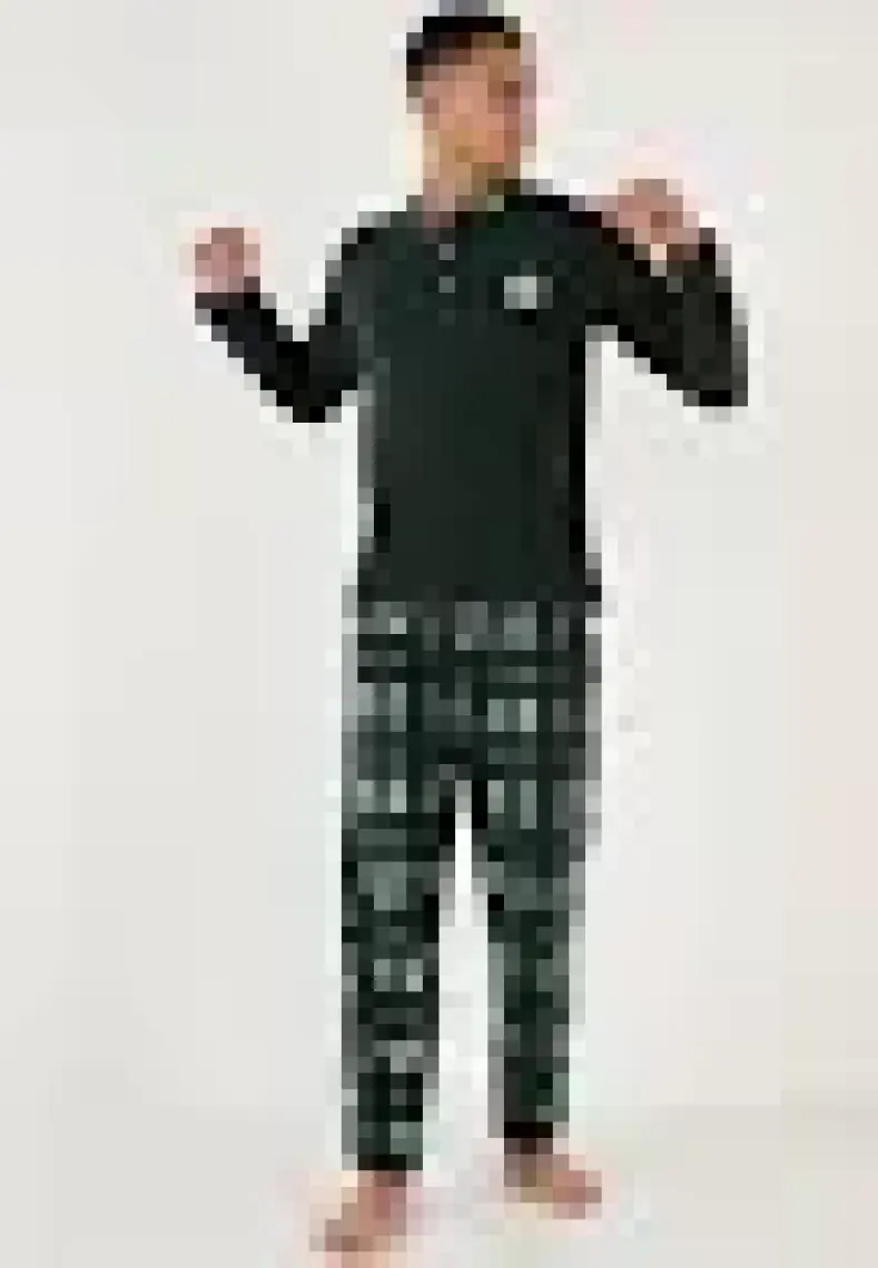 Buratti Ekoseli Regular Fit Düğmeli Bisiklet Yaka Kışlık Polar Pijama Takımı Erkek Pijama Takımı 60961002