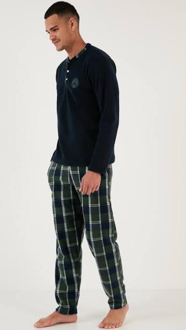 Buratti Ekose Regular Fit Bisiklet Yaka Kışlık Polar Pijama Takımı Erkek Pijama Takımı 609610013W4
